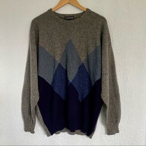 Clan Douglas Cashmere Crewneck Sweater Gray Retro Vintage